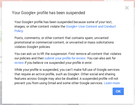 Google Suspension