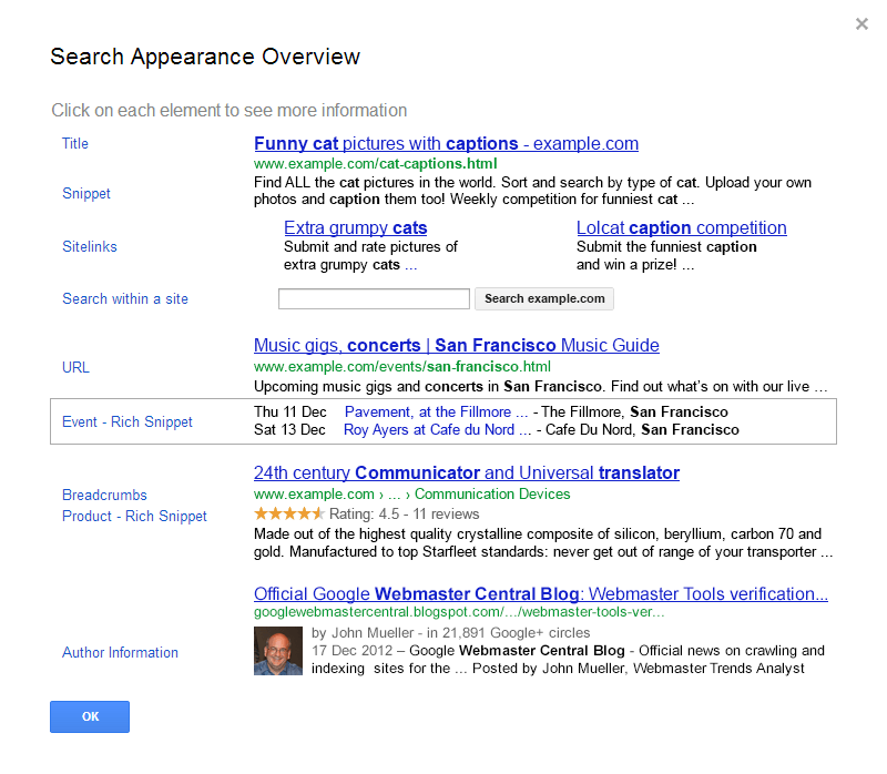 Google Webmasters Explains Search Appearance